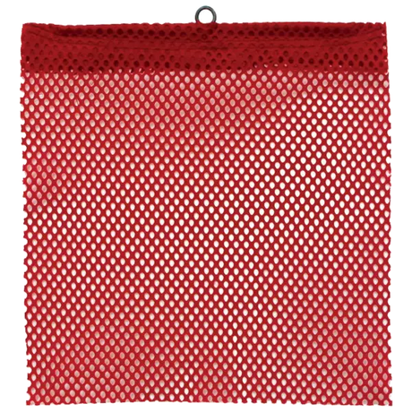 Durable Red Jersey Mesh Wire Loop Flag, 12" x 12", made from fray-resistant polyester with reinforced stitching.