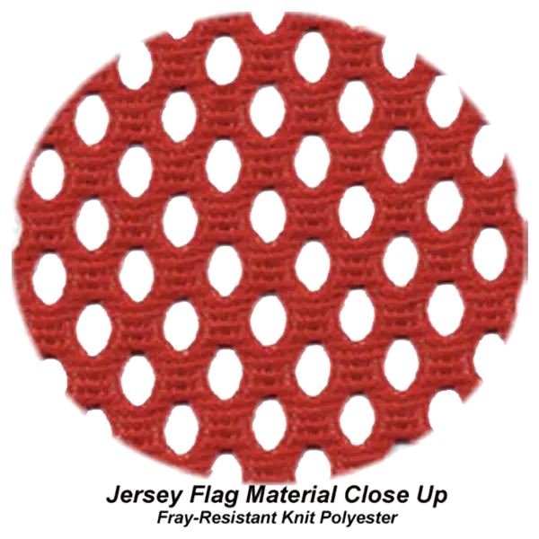 Fray-resistant red jersey fabric close-up, showcasing the quality of the EZ Mount Flag Assembly Kit.