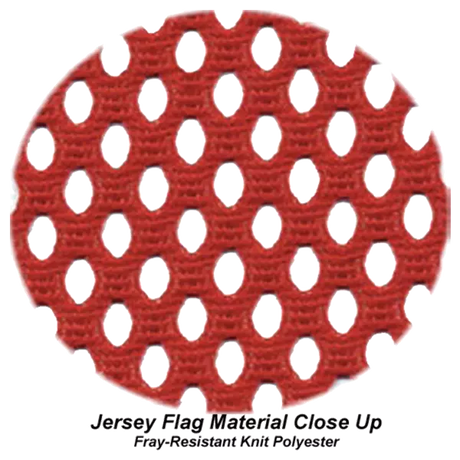 Fray-resistant red jersey fabric close-up, showcasing the quality of the EZ Mount Flag Assembly Kit.
