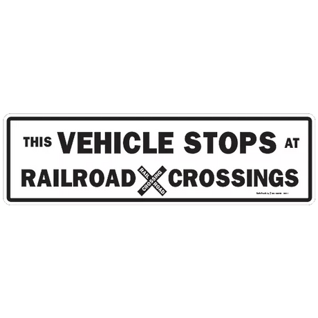 White Vehicle Stops Rail Roads Decal