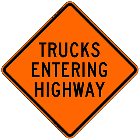 Truck Entering Highway Road Safety Sign