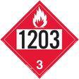 A red warning decal with the number 1203 and a flame symbol above the text.