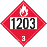A red warning decal with the number 1203 and a flame symbol above the text.