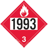 A red warning decal with a white flame and the numbers 1993 and 3 on it.